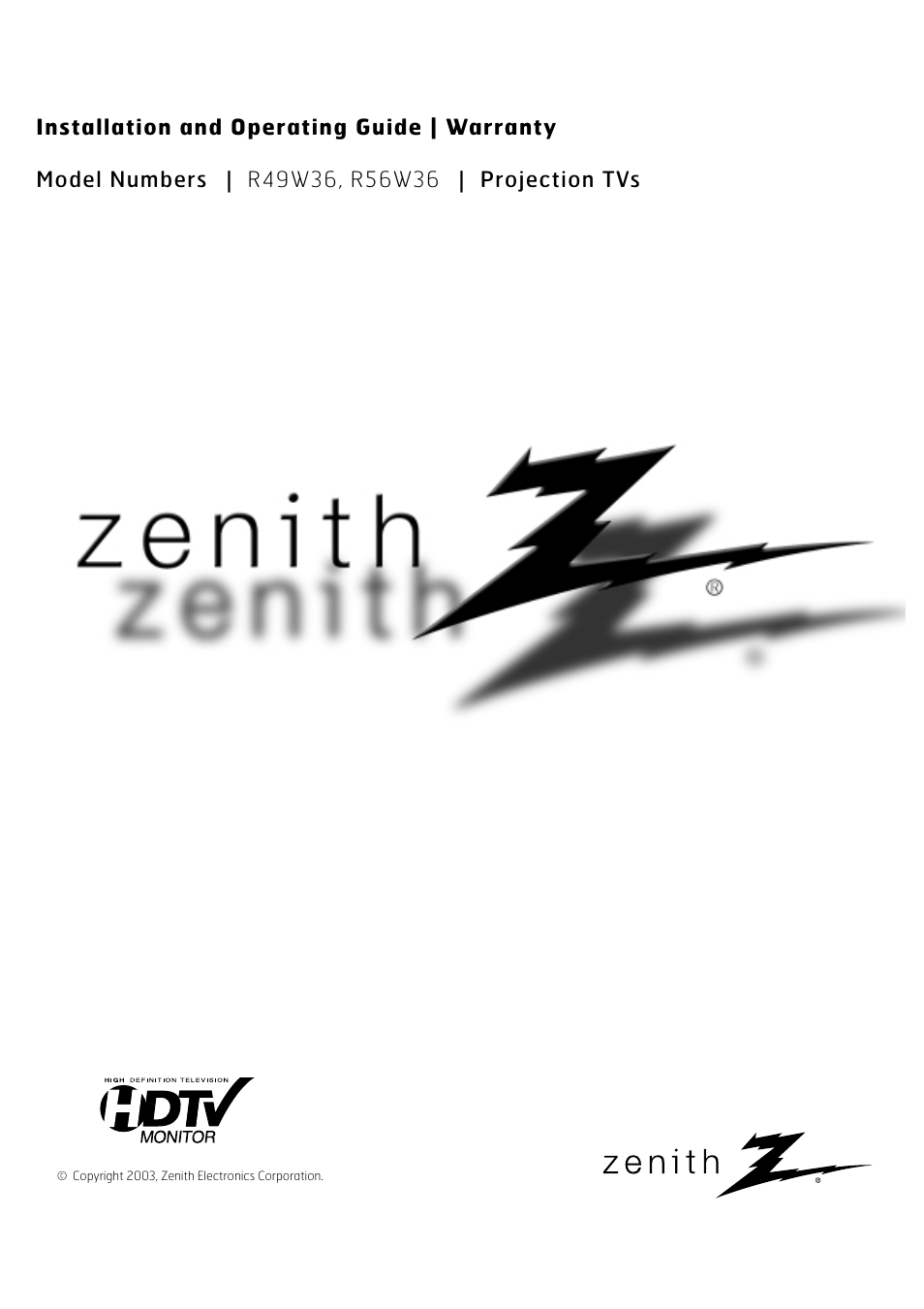 Zenith R49W36 User Manual | 60 pages