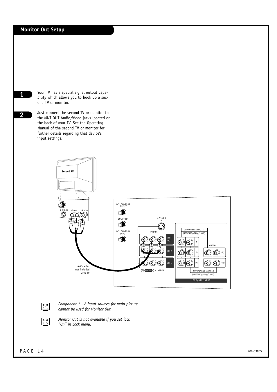 Monitor out setup | Zenith R49W36 User Manual | Page 14 / 60