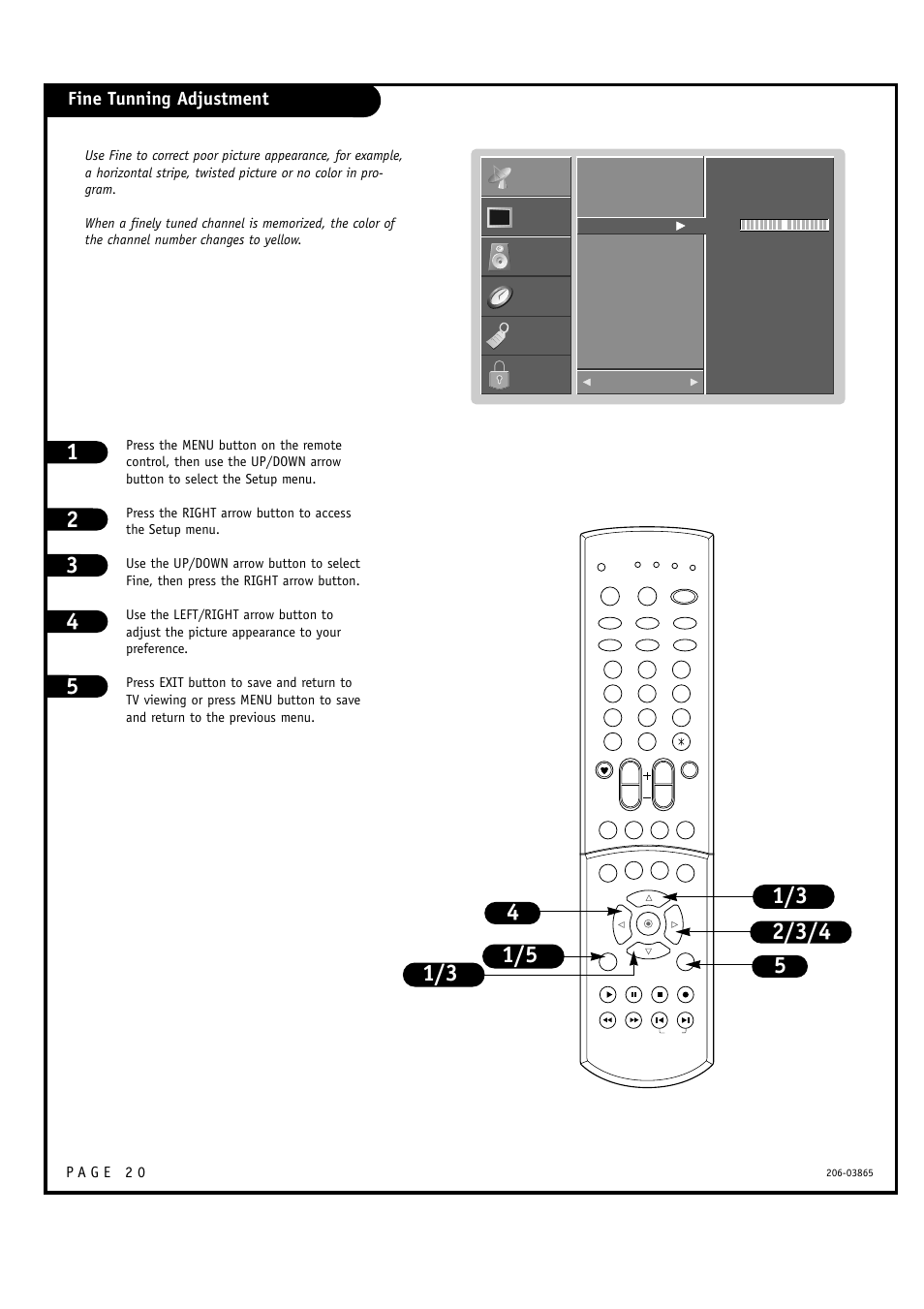 Fine tunning adjustment | Zenith R49W36 User Manual | Page 20 / 60