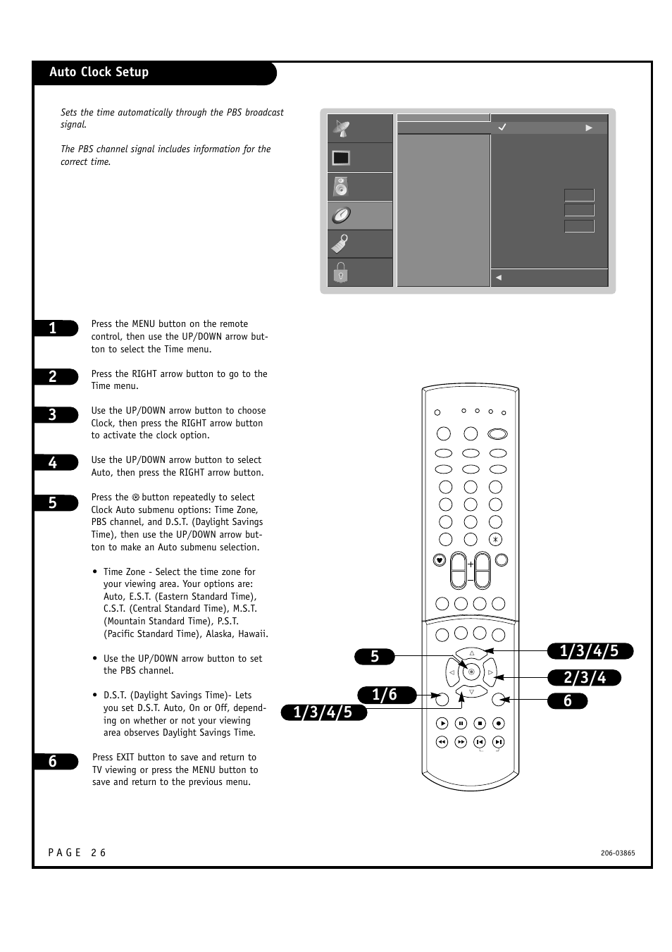 Auto clock setup | Zenith R49W36 User Manual | Page 26 / 60