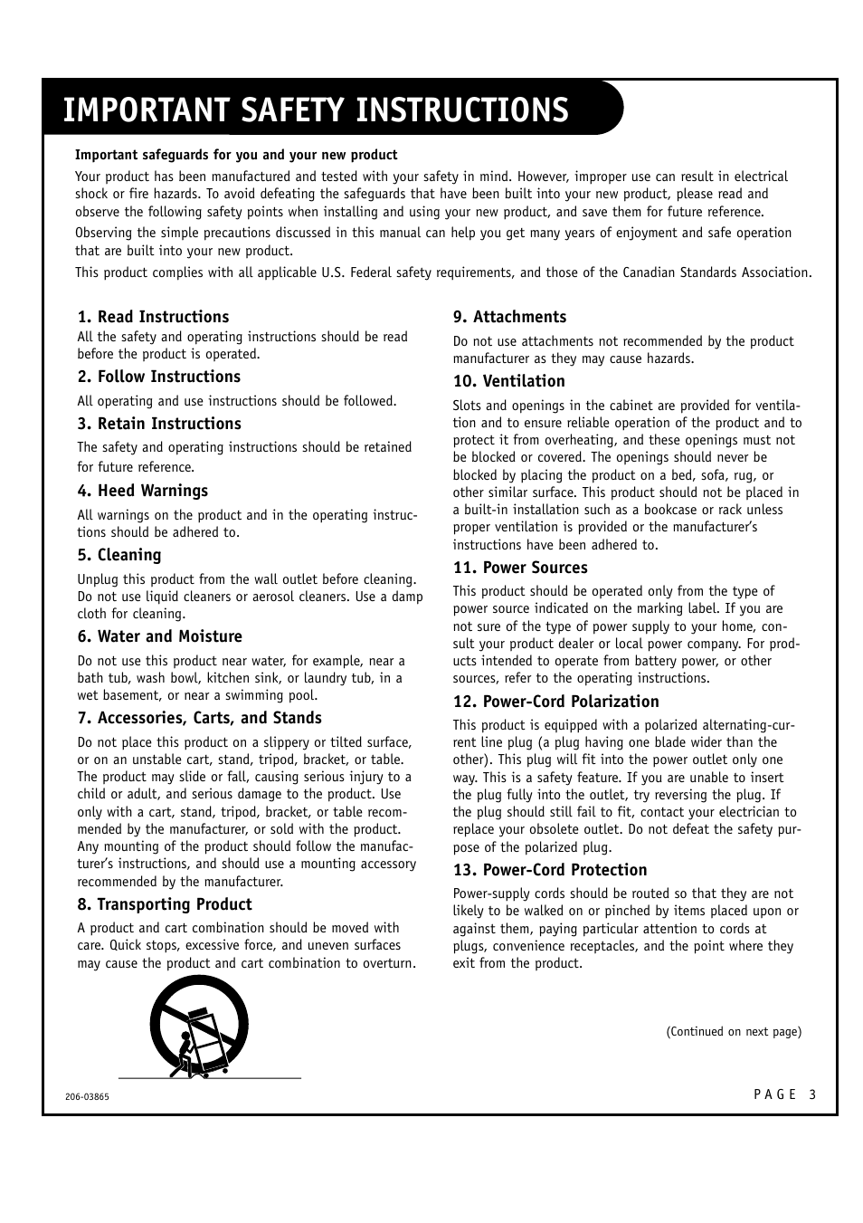 Important safety instructions | Zenith R49W36 User Manual | Page 3 / 60