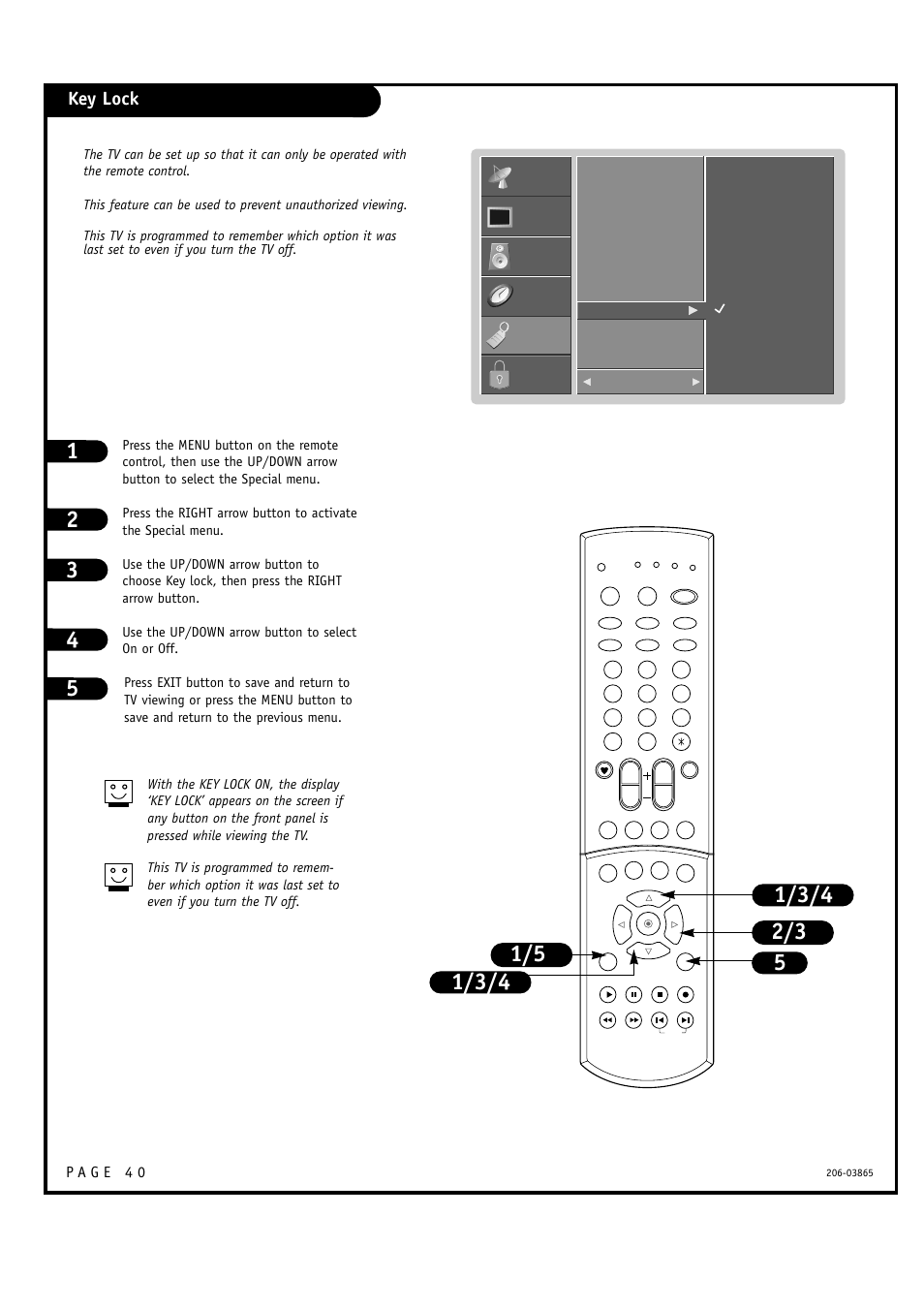 Key lock | Zenith R49W36 User Manual | Page 40 / 60