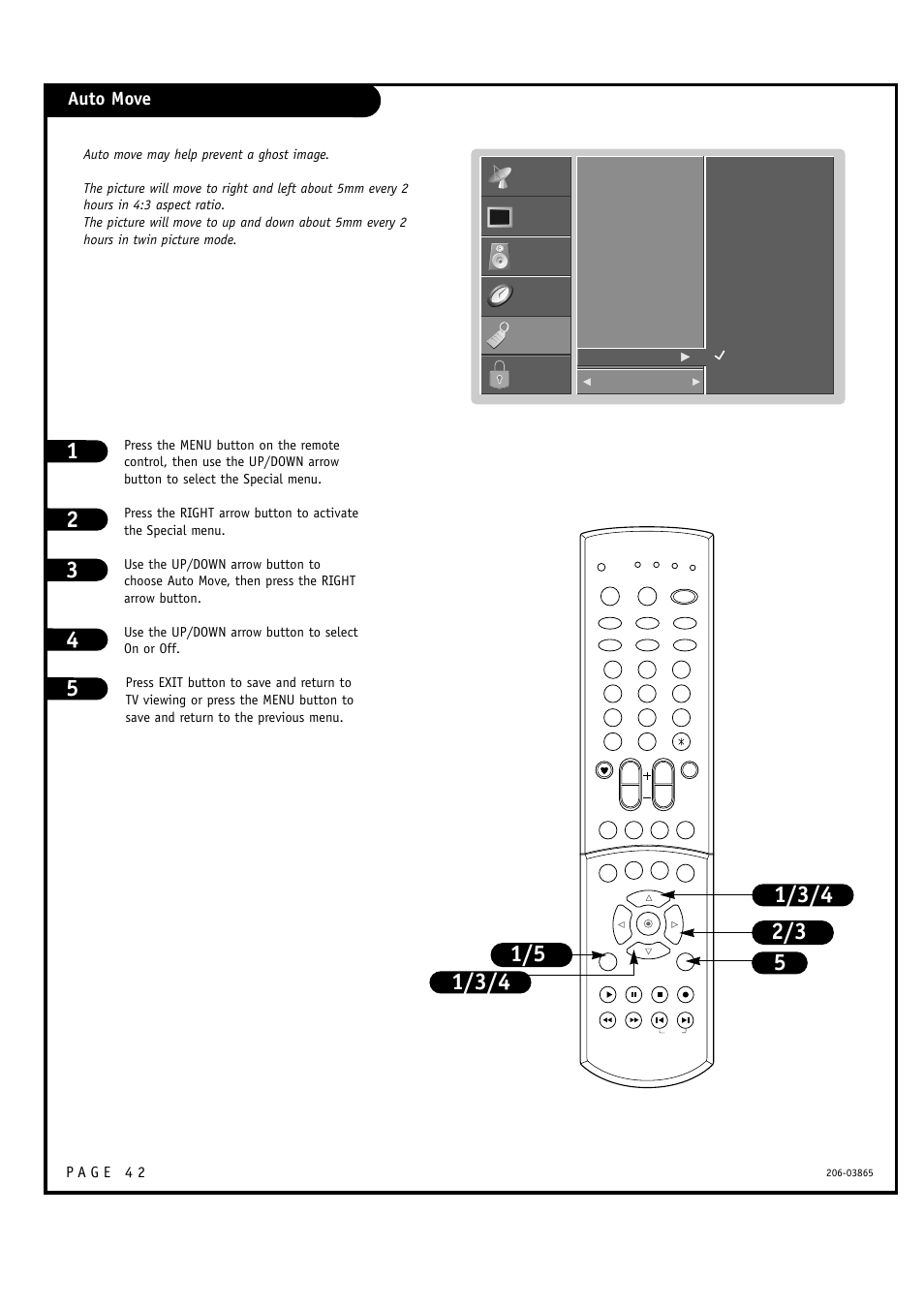 Auto move | Zenith R49W36 User Manual | Page 42 / 60