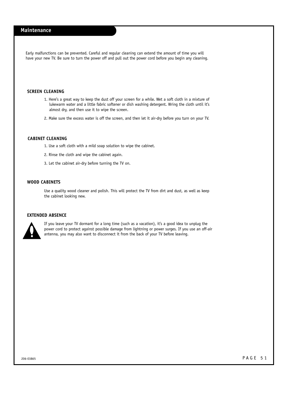 Maintenance | Zenith R49W36 User Manual | Page 51 / 60