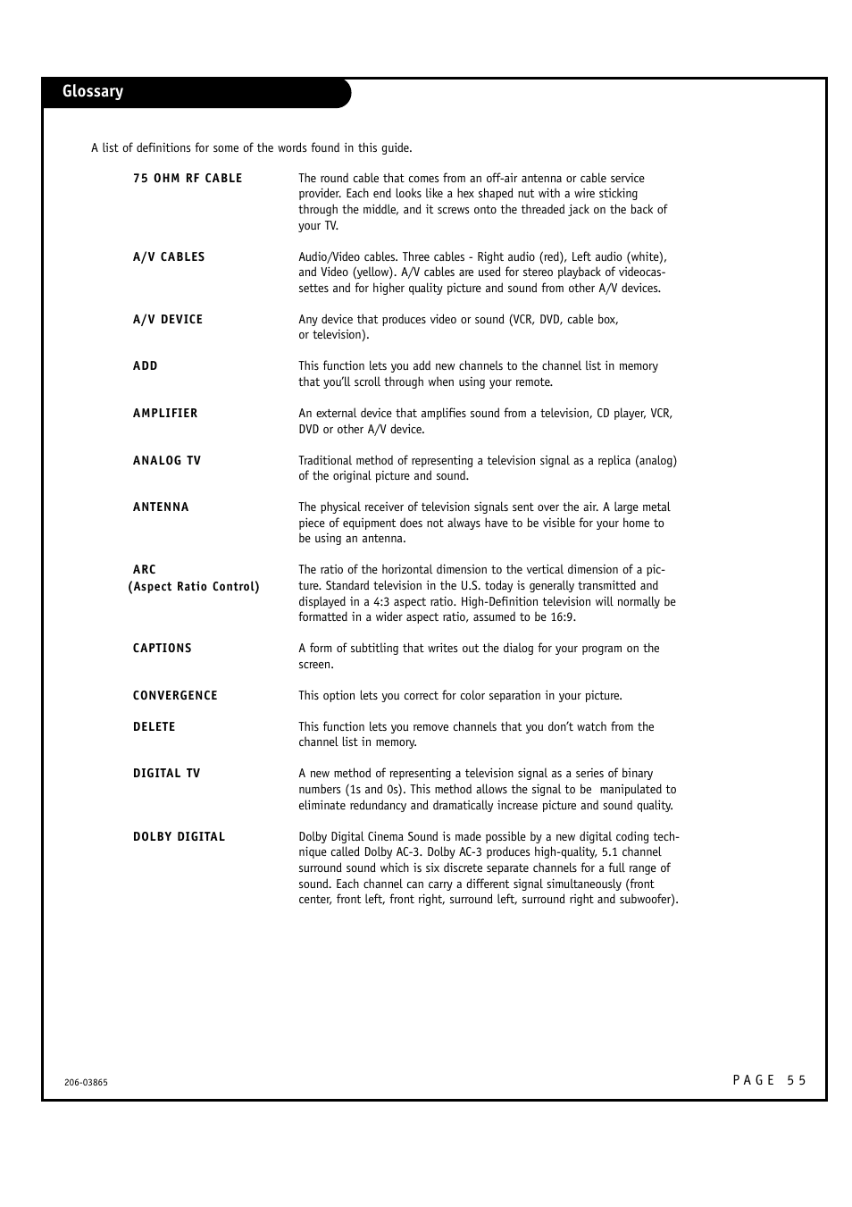 Glossary | Zenith R49W36 User Manual | Page 55 / 60