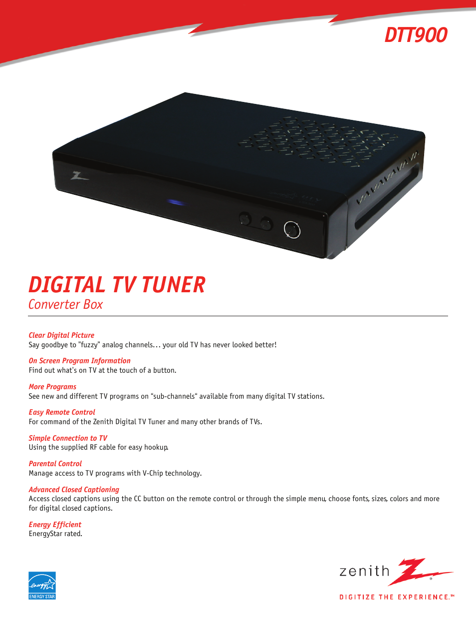 Zenith DTT900 User Manual | 2 pages
