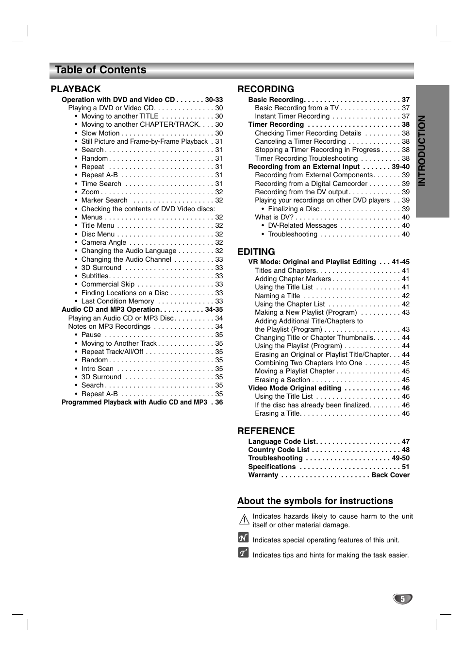 Zenith DVR313 User Manual | Page 5 / 52