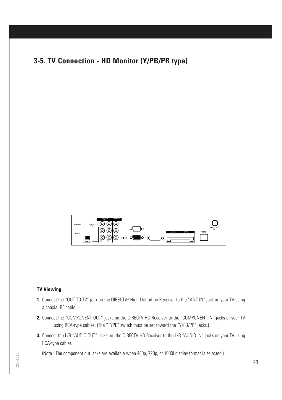 5. tv connection - hd monitor (y/pb/pr type) | Zenith HD-SAT520 User Manual | Page 29 / 104