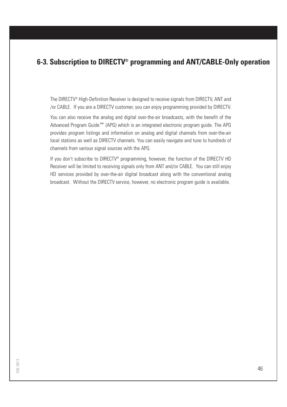 3. subscription to directv, Programming and ant/cable-only operation | Zenith HD-SAT520 User Manual | Page 47 / 104