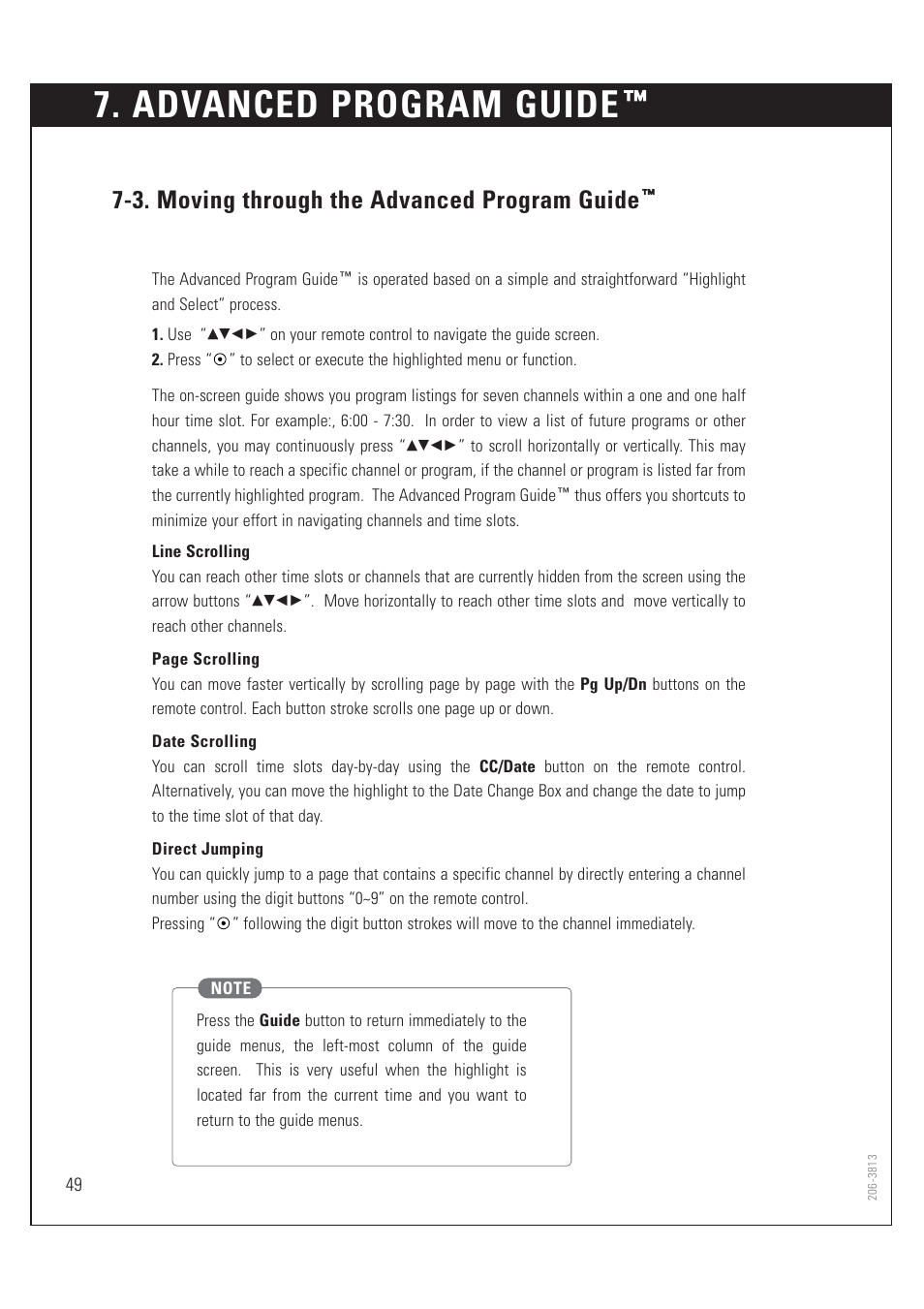 Advanced program guide, 3. moving through the advanced program guide | Zenith HD-SAT520 User Manual | Page 50 / 104