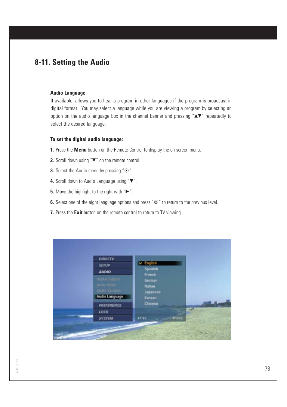 11. setting the audio | Zenith HD-SAT520 User Manual | Page 79 / 104