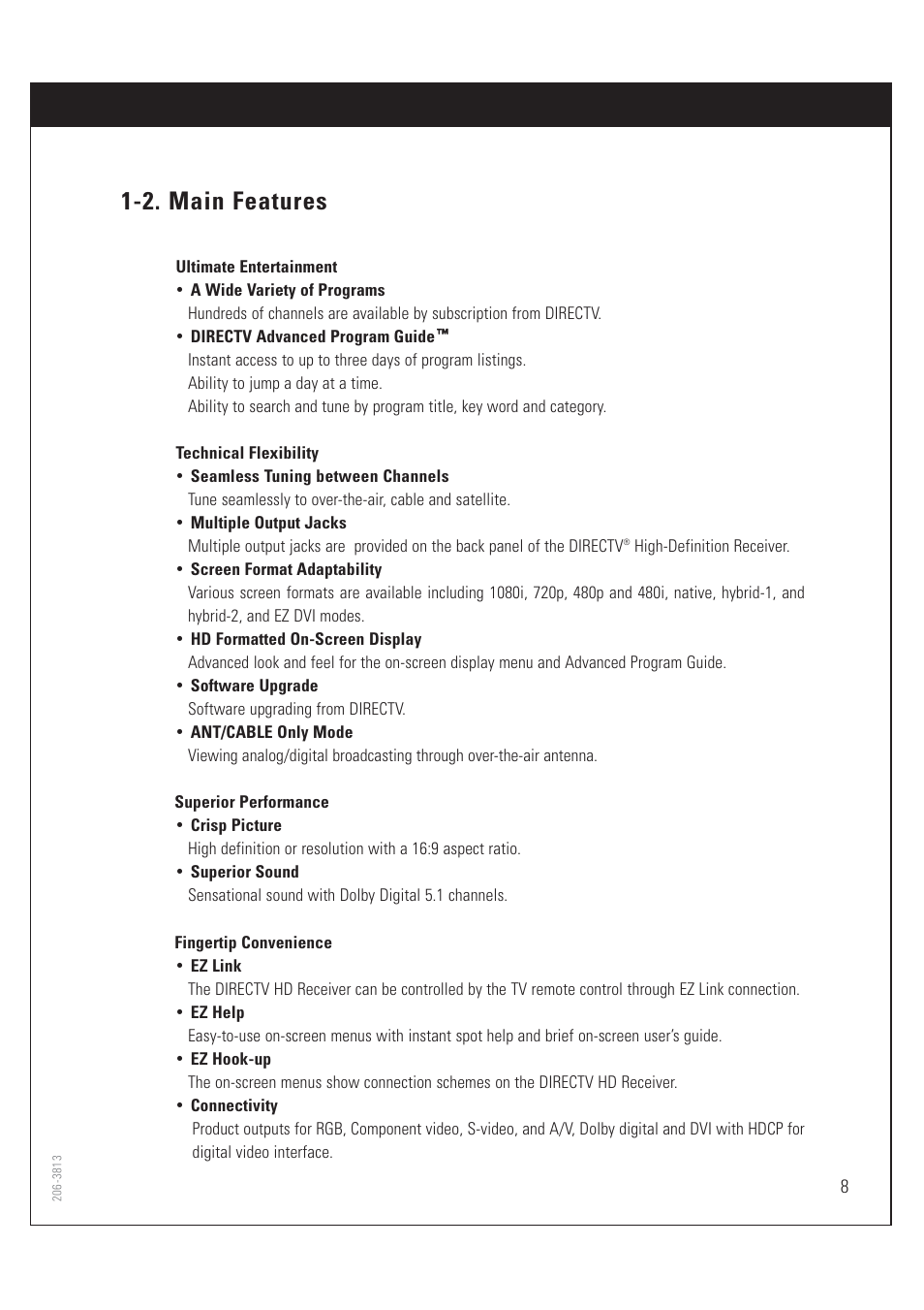 2. main features | Zenith HD-SAT520 User Manual | Page 9 / 104