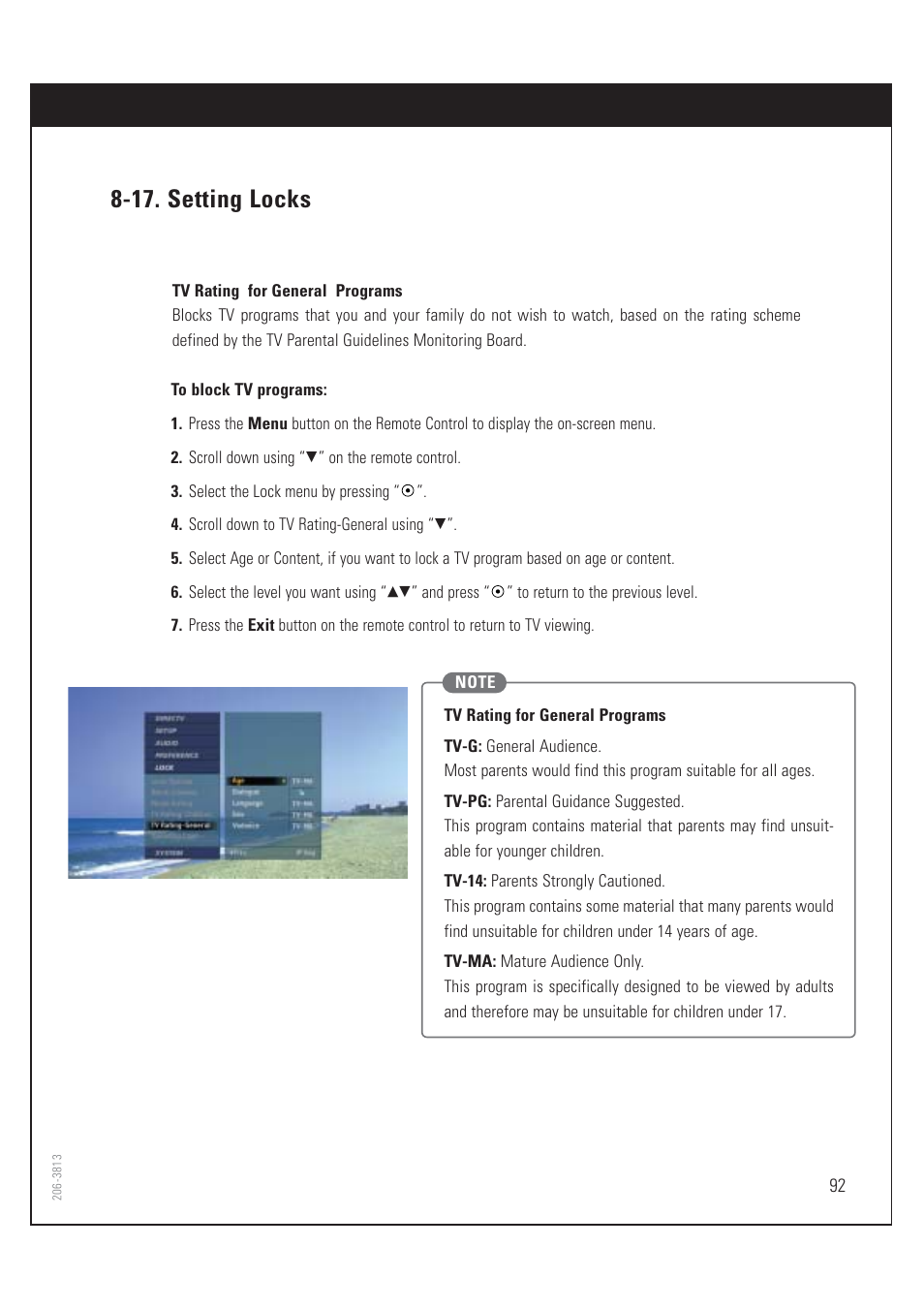 17. setting locks | Zenith HD-SAT520 User Manual | Page 93 / 104