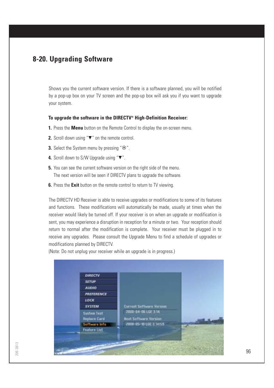 20. upgrading software | Zenith HD-SAT520 User Manual | Page 97 / 104