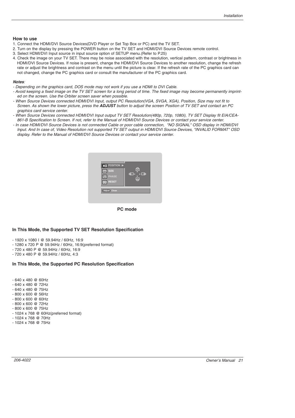 How to use, Pc mode | Zenith Z42PX21D User Manual | Page 21 / 60