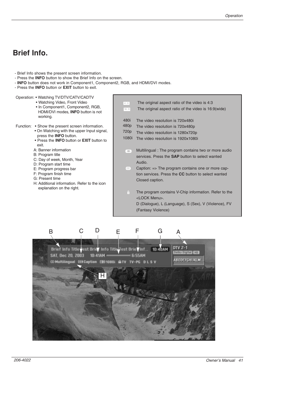 Brief info | Zenith Z42PX21D User Manual | Page 41 / 60