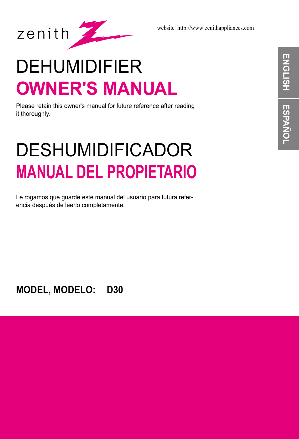 Zenith ZD309 User Manual | 36 pages