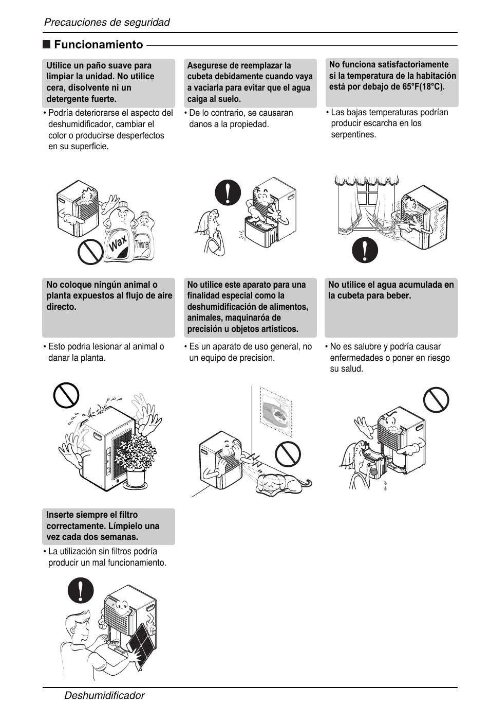 Funcionamiento, Wax thinner | Zenith ZD309 User Manual | Page 22 / 36