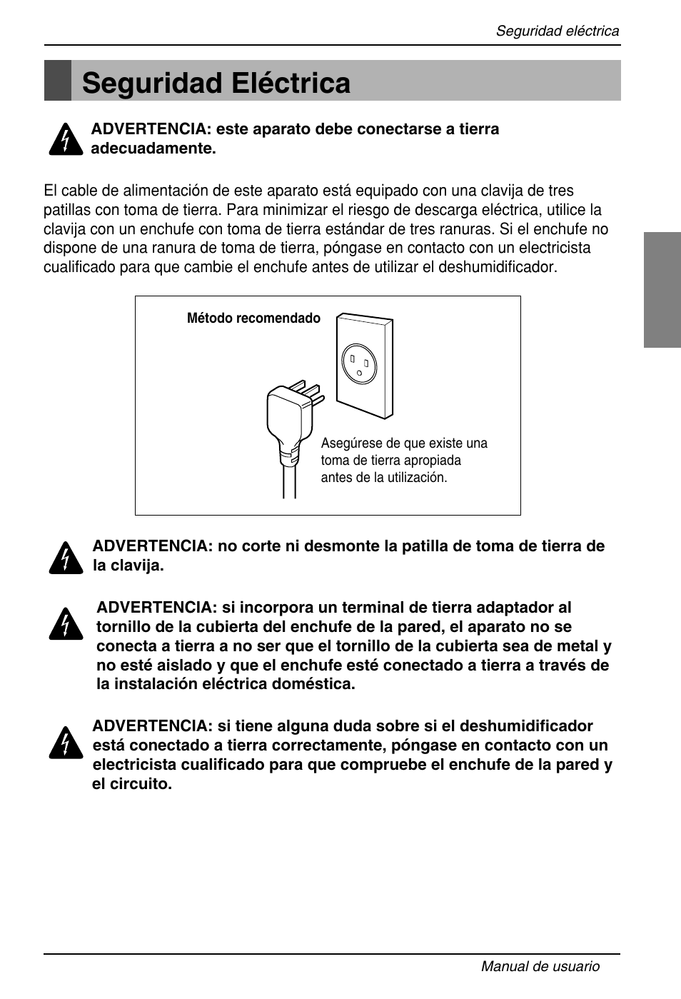 Seguridad eléctrica | Zenith ZD309 User Manual | Page 25 / 36