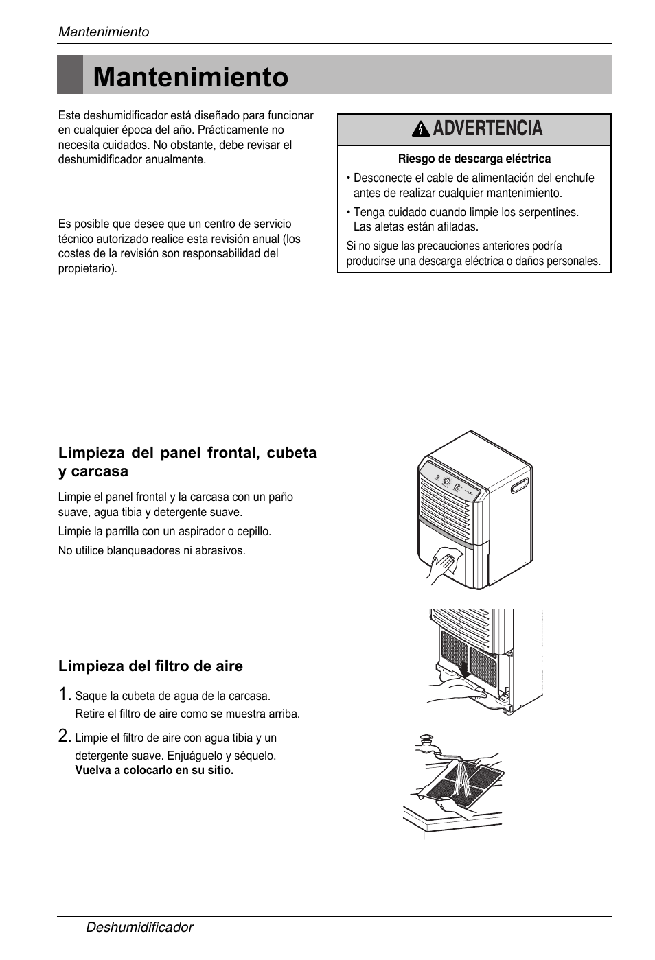 Mantenimiento | Zenith ZD309 User Manual | Page 30 / 36