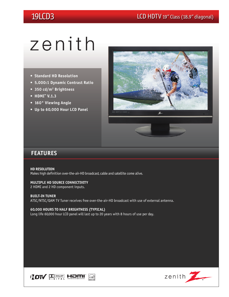 Zenith 19LCD3 User Manual | 2 pages