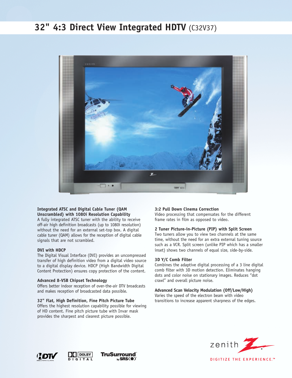 Zenith C32V37 User Manual | 2 pages