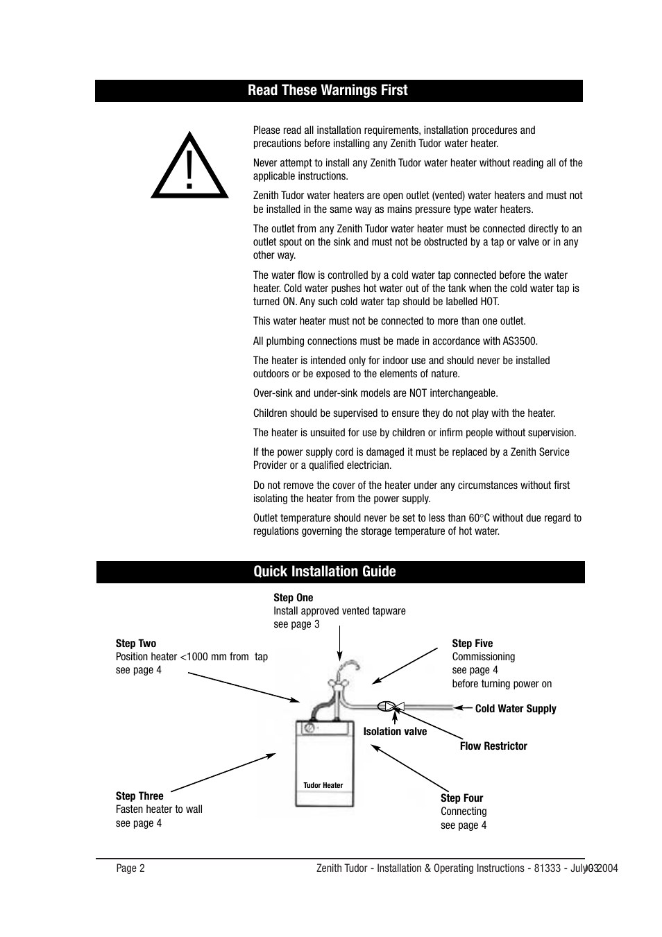 Zenith 216666666 User Manual | Page 2 / 8