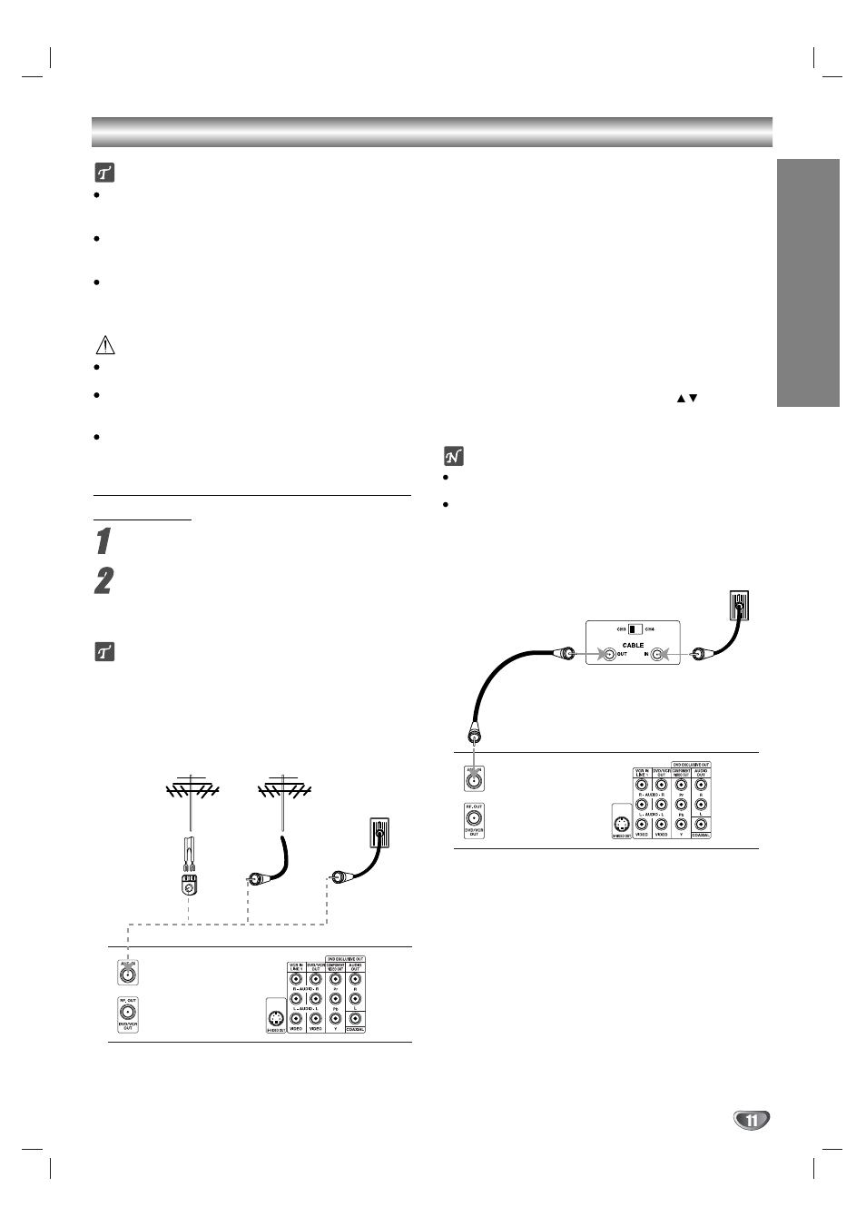 Connections, Connecting antenna/cable tv to dvd+vcr, Prep ara tion | Zenith XBV323 User Manual | Page 11 / 40