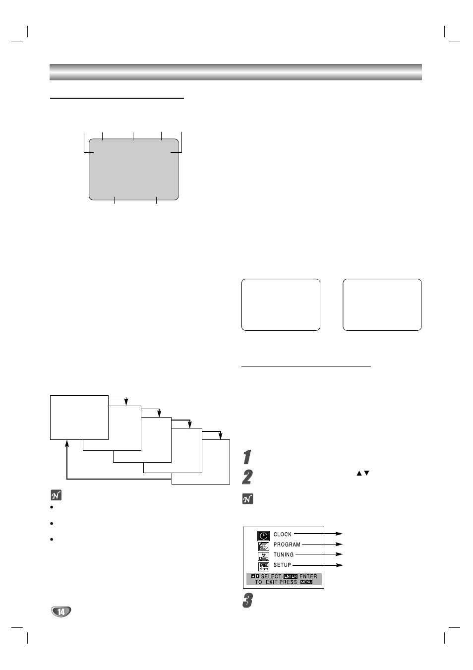 On-screen display (osd), On-screen menus setup, Before vcr operation | Menu selection | Zenith XBV323 User Manual | Page 14 / 40