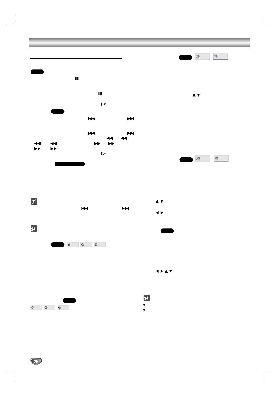 Still picture and frame-by-frame playback, Search, Random | Repeat, Repeat a-b, Time search, 3d surround, Zoom | Zenith XBV323 User Manual | Page 28 / 40