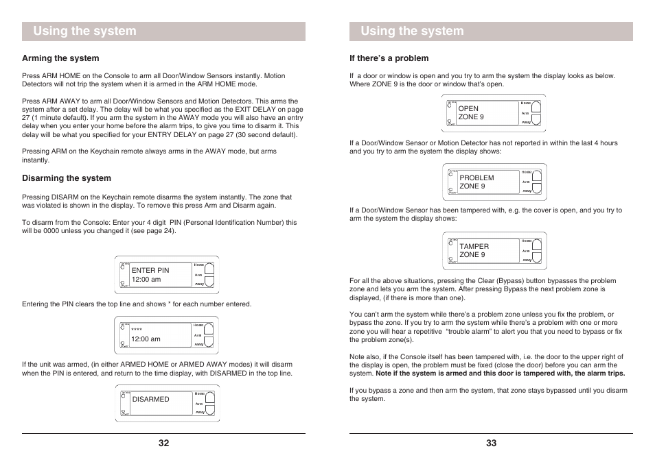 Using the system | X10 Wireless Technology SC1200 User Manual | Page 17 / 27