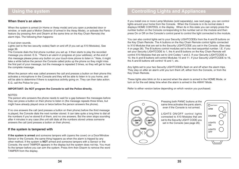 Controlling lights and appliances, Using the system | X10 Wireless Technology SC1200 User Manual | Page 18 / 27