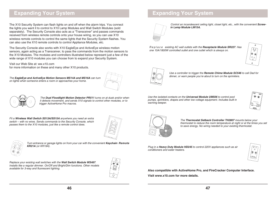Expanding your system | X10 Wireless Technology SC1200 User Manual | Page 24 / 27