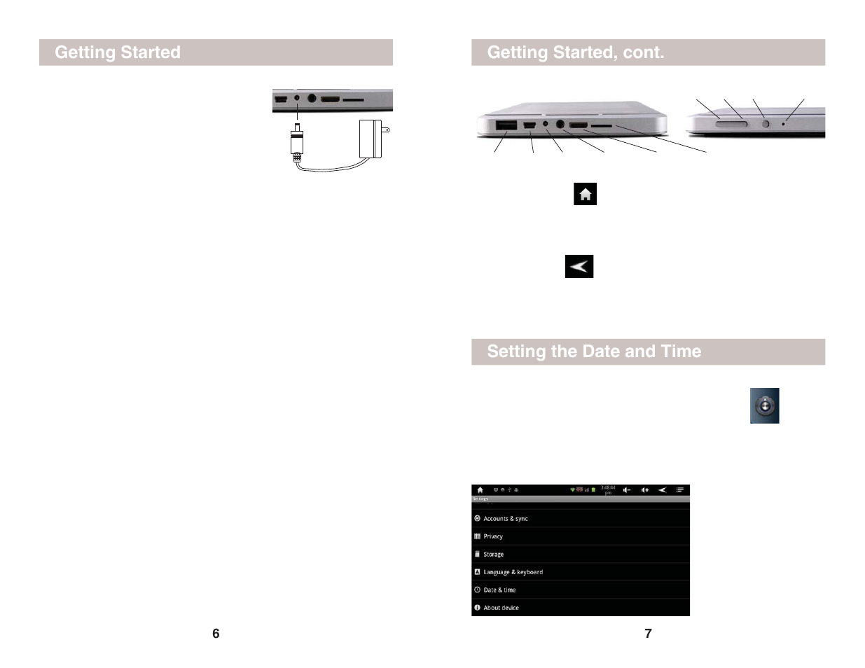 Getting started, Setting the date and time, Getting started, cont | X10 Wireless Technology AIRPAD 1 User Manual | Page 4 / 12