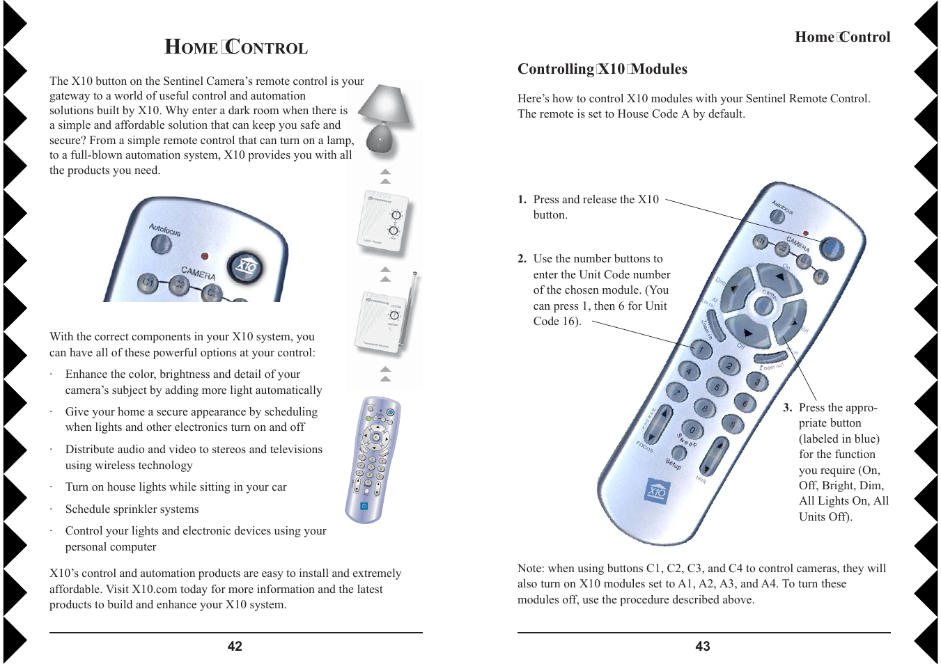 Controlling x10 modules, Home control, Ontrol | X10 Wireless Technology VK79A User Manual | Page 22 / 23