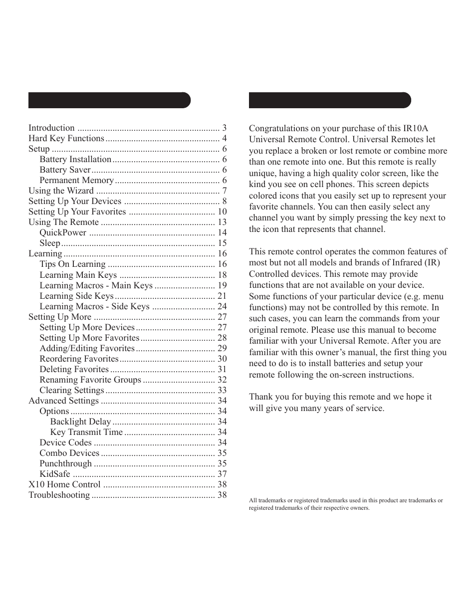 X10 Wireless Technology IR10A User Manual | Page 2 / 21