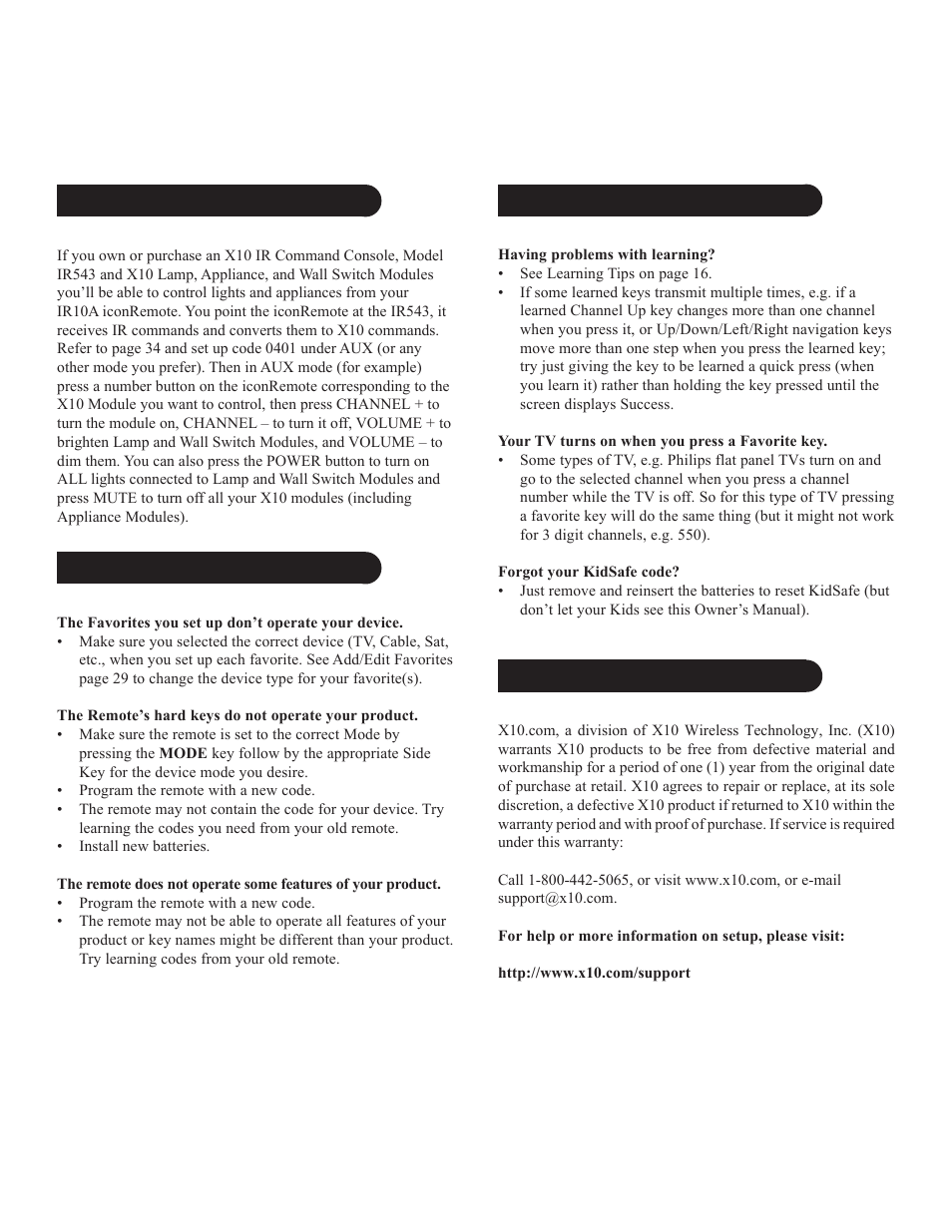 X10 Wireless Technology IR10A User Manual | Page 20 / 21