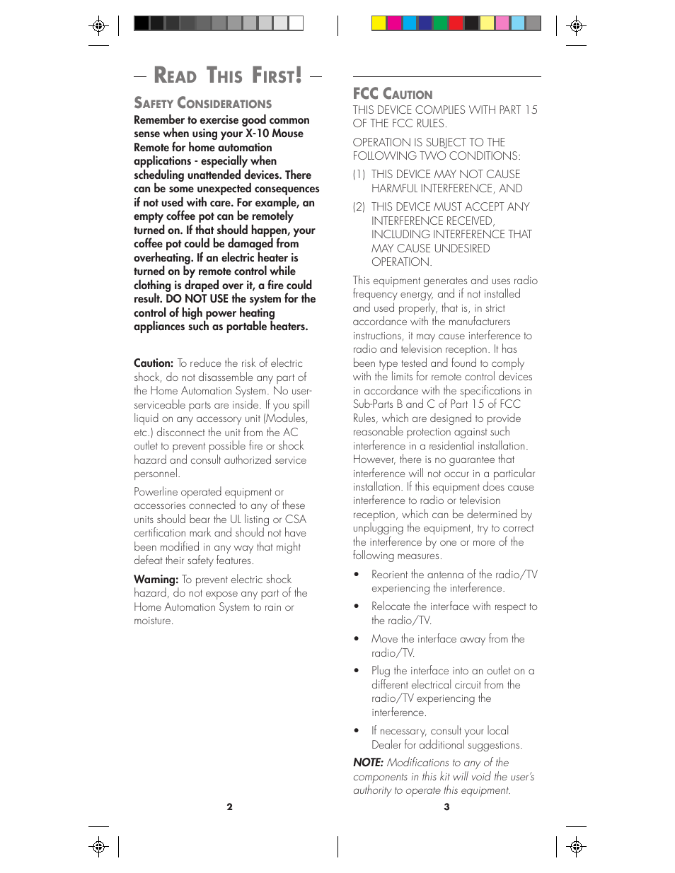 Fcc c, Irst | X10 Wireless Technology MK19A User Manual | Page 2 / 27