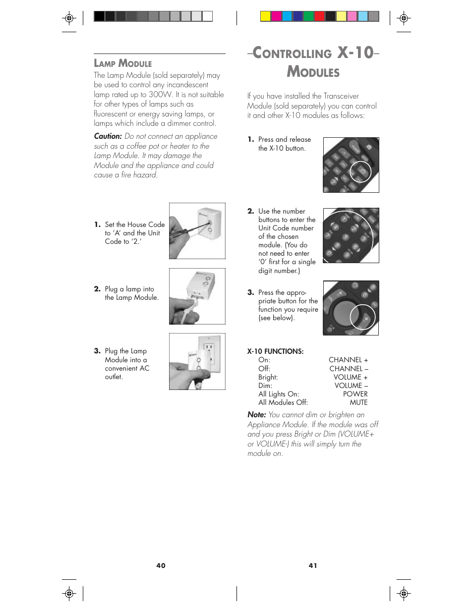 X-10 m, Ontrolling, Odules l | X10 Wireless Technology MK19A User Manual | Page 21 / 27
