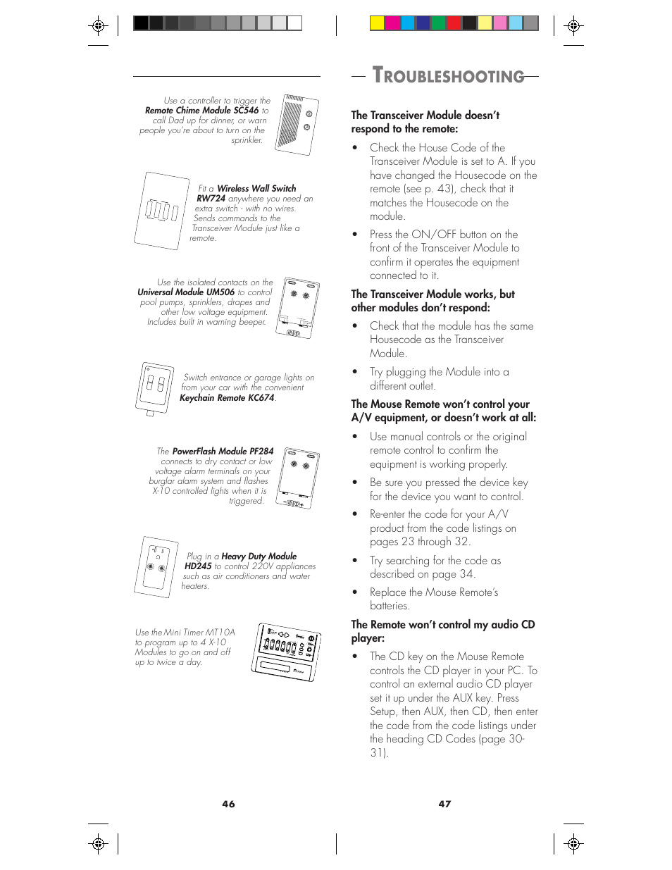 Roubleshooting, Unit, House | Continuous momentary, Unit house | X10 Wireless Technology MK19A User Manual | Page 24 / 27