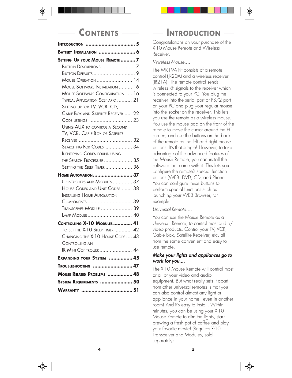 Ntroduction, Ontents | X10 Wireless Technology MK19A User Manual | Page 3 / 27