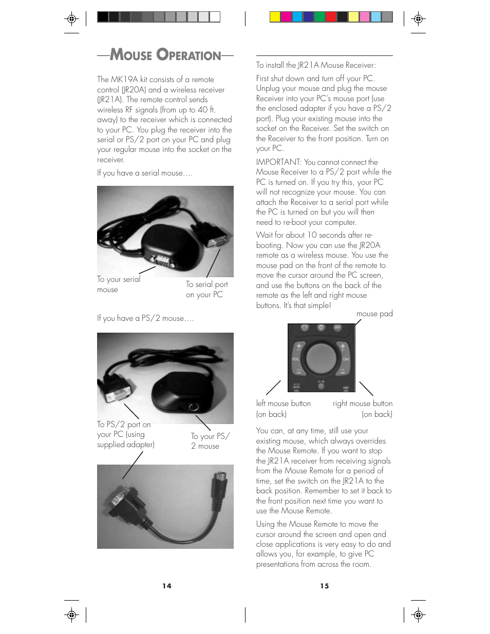 Ouse, Peration | X10 Wireless Technology MK19A User Manual | Page 8 / 27