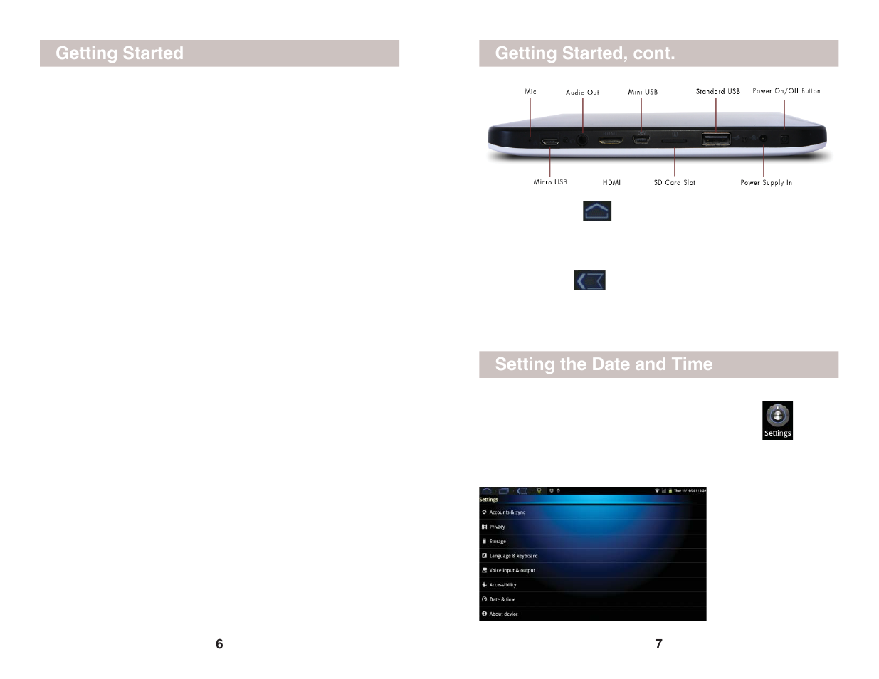 Getting started, Setting the date and time, Getting started, cont | X10 Wireless Technology CM005-11/11 User Manual | Page 4 / 12