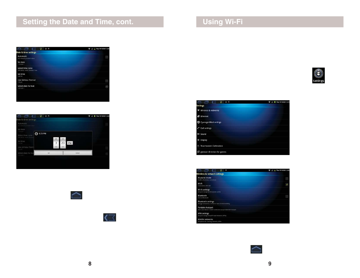 Setting the date and time, cont. using wi-fi | X10 Wireless Technology CM005-11/11 User Manual | Page 5 / 12
