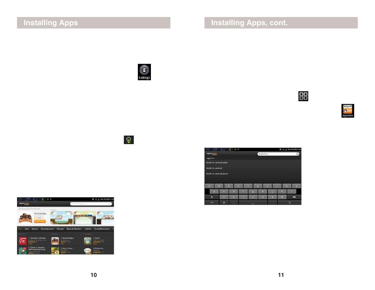 Installing apps, Installing apps, cont | X10 Wireless Technology CM005-11/11 User Manual | Page 6 / 12