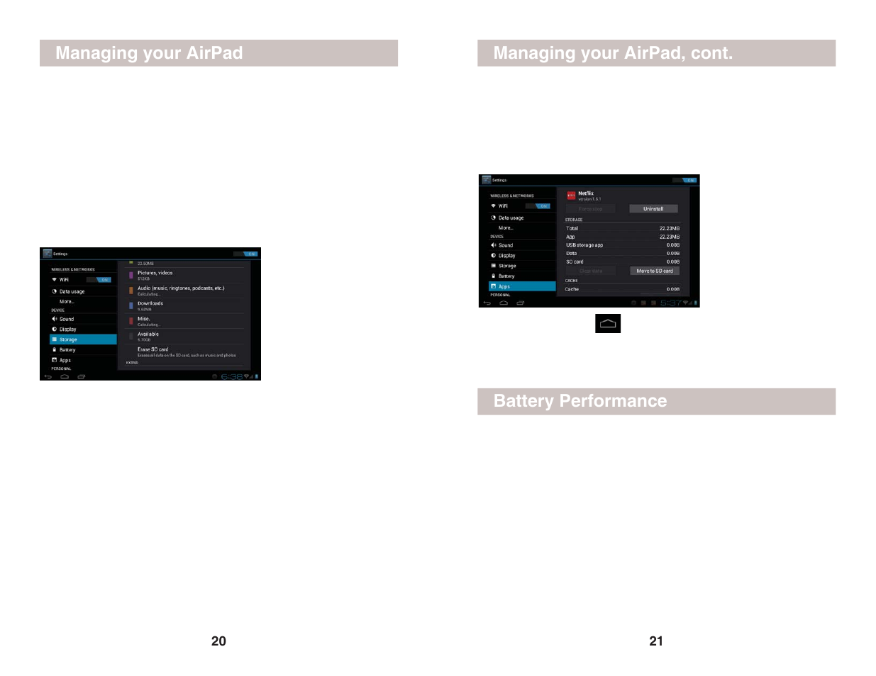 Managing your airpad, Managing your airpad, cont. battery performance | X10 Wireless Technology AIRPAD7P User Manual | Page 11 / 12