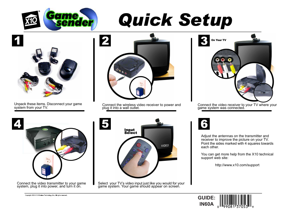 X10 Wireless Technology GAME SENDER IN60A User Manual | 1 page