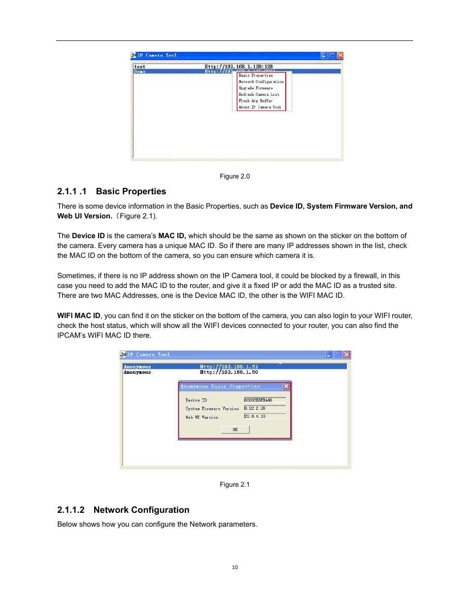 1 .1 basic properties, 2 network configuration | X10 Wireless Technology XX34A User Manual | Page 10 / 58