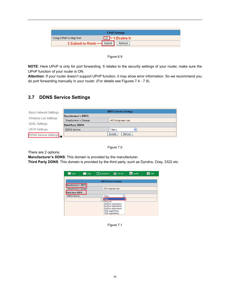 7 ddns service settings | X10 Wireless Technology XX34A User Manual | Page 34 / 58