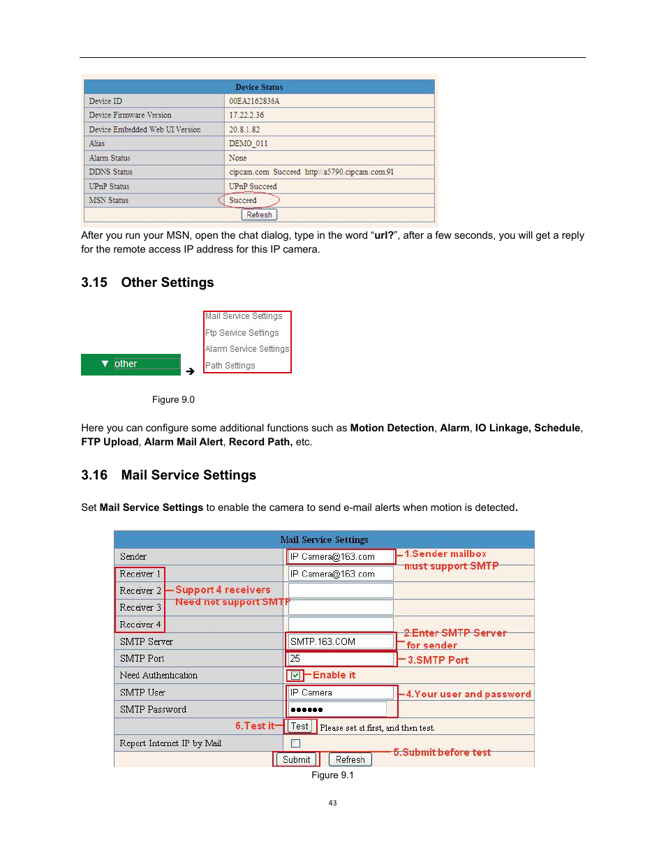 15 other settings, 16 mail service settings | X10 Wireless Technology XX34A User Manual | Page 43 / 58